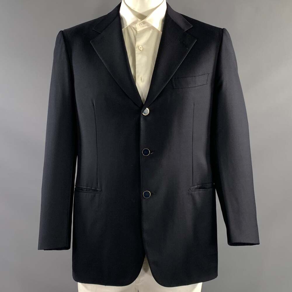 BRIONI Chest Size 42 Navy Wool Notch Lapel Sport Coat